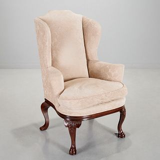 Antique George II style walnut wingback chair