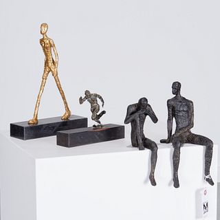 Group (4) Giacometti style figure sculptures