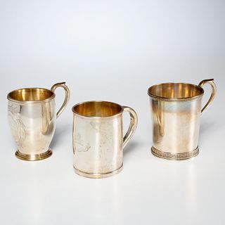 (3) antique American silver cups for Tiffany & Co.