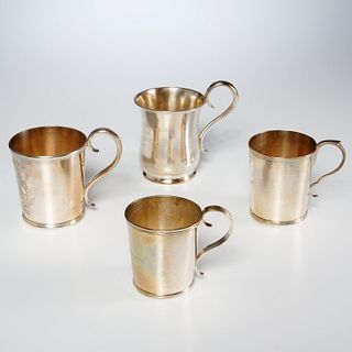 (4) antique American coin silver cups, Boston