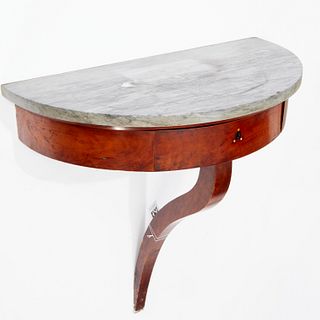 Biedermeier marble top demilune console