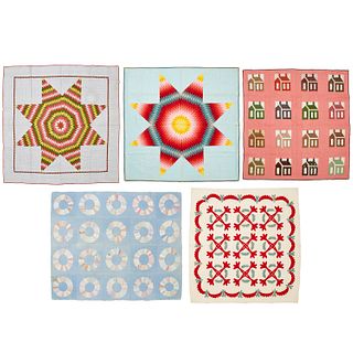 (5) antique & vintage American patchwork quilts