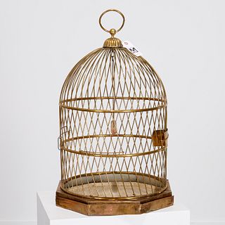 Vintage brass hanging bird cage