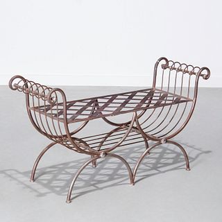 Campaign style steel bench