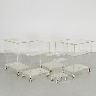 (5) vintage colorless acrylic side tables