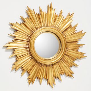 Gilt composition sunburst mirror