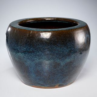 Japanese flambe glazed pottery jardiniere