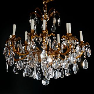 Louis XV style gilt metal 12-light chandelier