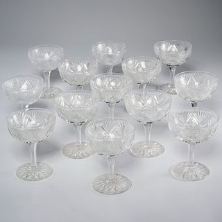 (13) Dorflinger style glass champagne saucers