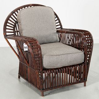 Art Deco style rattan armchair