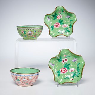 Chinese Peking enamel cups and dishes