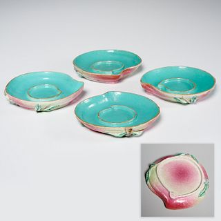 (4) Chinese porcelain peach form saucers