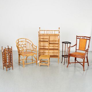 (6) Piece vintage bamboo furniture group