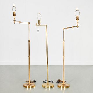 (3) Articulated brass reading lamps
