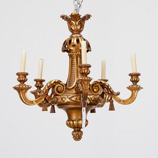 Swedish Baroque style giltwood chandelier