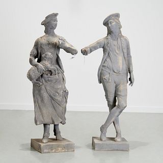 Pair large composition garden statues