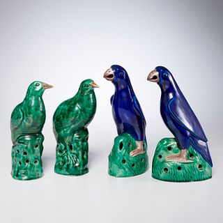 (2) Pairs Chinese glazed porcelain birds
