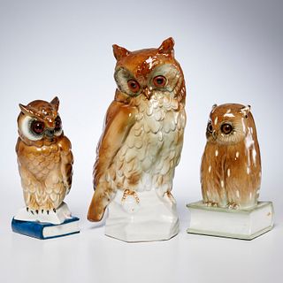 (3) Vintage porcelain owl nightlights