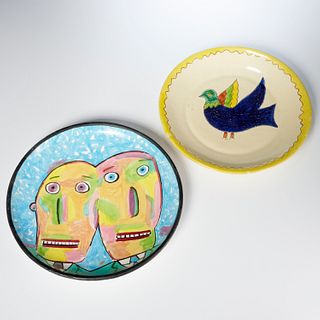 (2) Hand-painted Mexican ceramic chargers