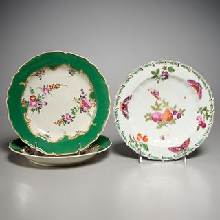 Chelsea & Worcester dishes, 18th c., incl. Huntly
