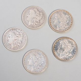 (5) Morgan silver dollars, 1878 - 1884