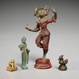Group Chinese bronze & patinated metal objects