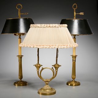 (3) Empire style bronze table lamps