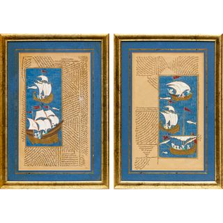 Pair antique Persian manuscript pages