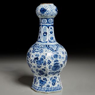 Dutch Delft faceted garlic mouth vase