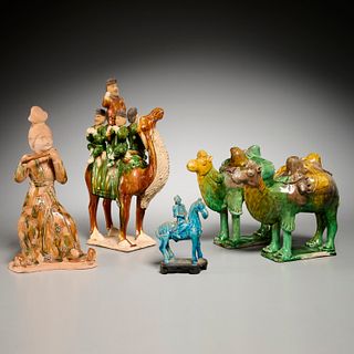 Group Chinese sancai glazed pottery, as-found