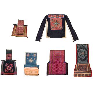 Group (6) Chinese embroidered baby carriers
