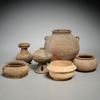 (6) Chinese Han style pottery vessels