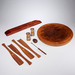 Modernist woodenware serving group, incl. Dansk