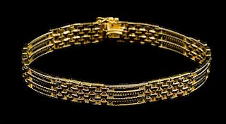 Modern gate link bracelet, 18 ct gold,