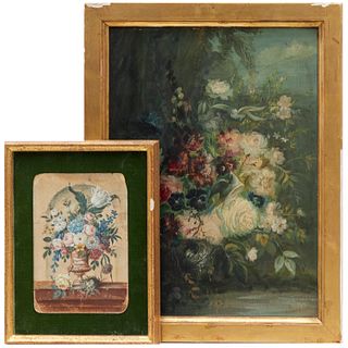European School, (2) floral paintings