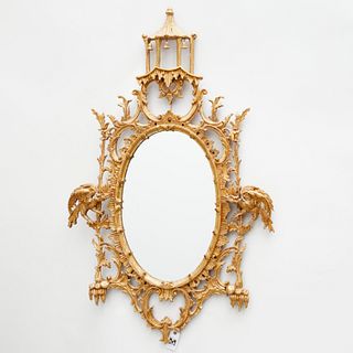 Nice Chinese Chippendale style giltwood mirror