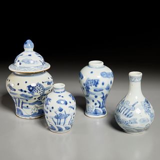 (4) Chinese blue & white vases and jars