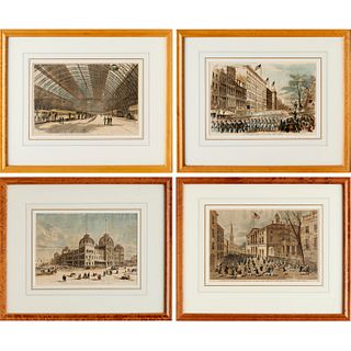 (4) Hand-colored engravings, ex-Donald Heald