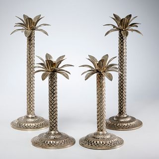 Hollywood Regency style palm tree candlesticks