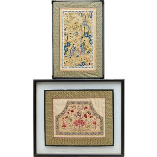 (2) Vintage Chinese silk embroidery panels