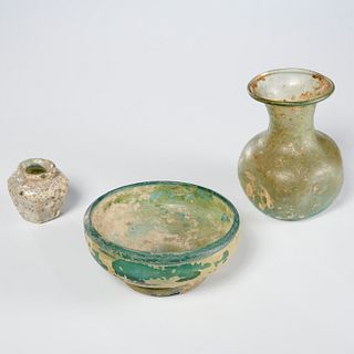 (3) Roman style glass vessels
