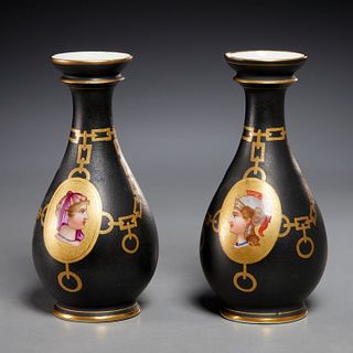 Pair Paris porcelain cabinet vases