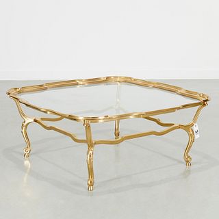 Labarge style brass and glass cocktail table