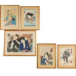 (5) Japanese woodblock prints, 19th c.