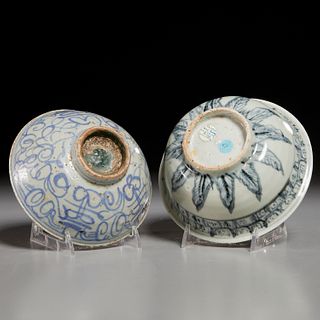 (2) Blue and white Swatow rice bowls