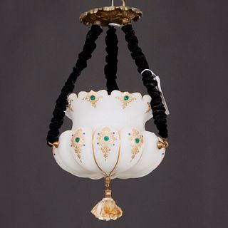 Bohemian gilt & jeweled glass hall lantern