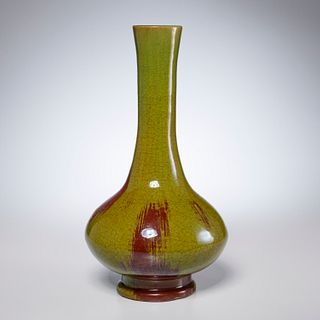 Chinese green crackle glaze bottle vase