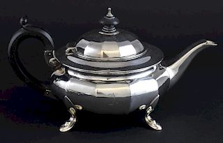 George III silver teapot and sugar bowl of oval section, by Peter, Ann & William Bateman, London, 1801, gross weight 21oz, 67