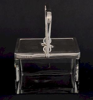 George V silver mounted glass box , Birmingham 1928, Hukin & Heath Ltd width 14cm