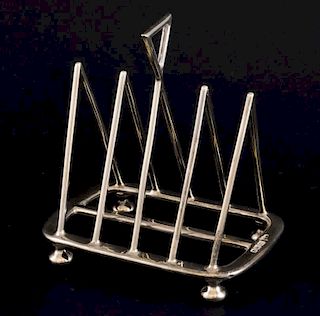 Edward VII silver triangular toast rack , Sheffield 1904, maker's mark for Walker and Hall, 4ozs